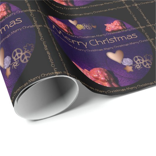 Vrolijk Kerstfeest in kleine lijnen - Koolstof - Cadeaupapier (Rol Hoek)