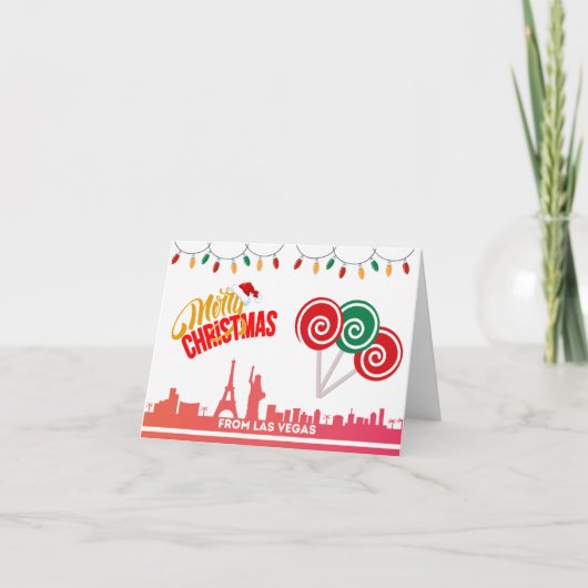 Vrolijk kerstfeest in Las Vegas Cards Bedankkaart (Voorkant)
