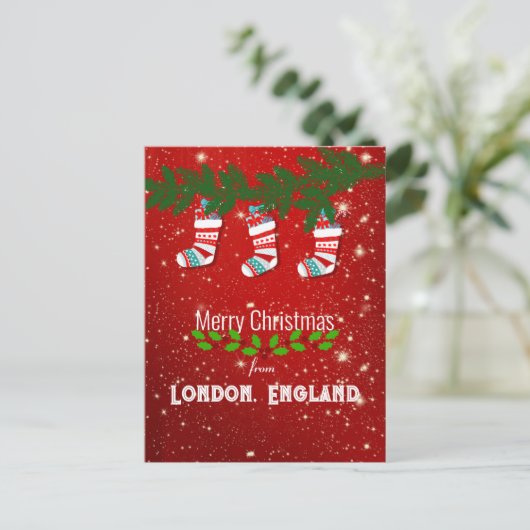 Vrolijk kerstfeest in Londen, Engeland Briefkaart (Staand voorkant)