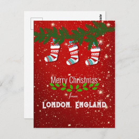 Vrolijk kerstfeest in Londen, Engeland Briefkaart (Voorkant / Achterkant)