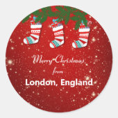 Vrolijk kerstfeest in Londen, Engeland Ronde Sticker (Voorkant)