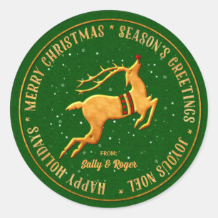 Vrolijk kerstfeest in meerdere talen ronde sticker