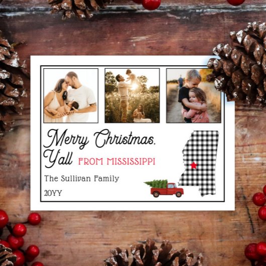 Vrolijk kerstfeest in Mississippi Foto Holiday Feestdagenkaart