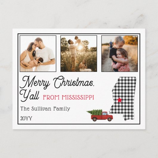 Vrolijk kerstfeest in Mississippi Foto Holiday Feestdagenkaart (Voorkant)