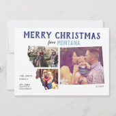 Vrolijk kerstfeest in Montana Drie-fotokaart Feestdagenkaart (Voorkant)