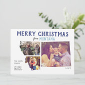 Vrolijk kerstfeest in Montana Drie-fotokaart Feestdagenkaart (Staand voorkant)