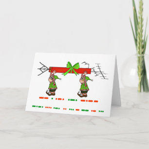 Vrolijk Kerstfeest in Morse Code + Elfen & Antenne Feestdagen Kaart