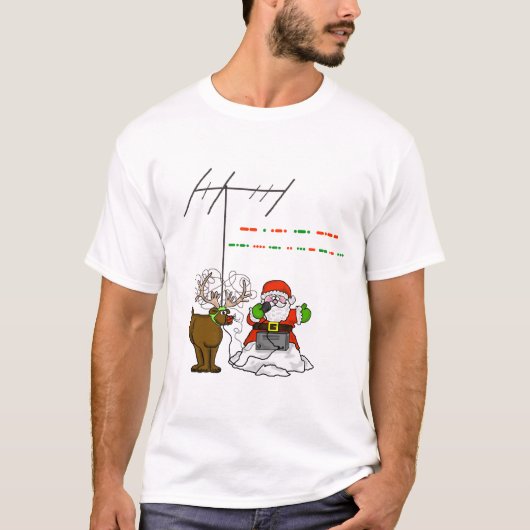 Vrolijk kerstfeest in Morse Code Tshirt - Kerstman (Voorkant)