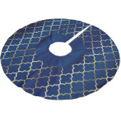 Vrolijk kerstfeest in Navy Blue en Gold Quatrefoil Kerstboom Rok (Gekanteld)
