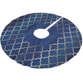 Vrolijk kerstfeest in Navy Blue en Gold Quatrefoil Kerstboom Rok