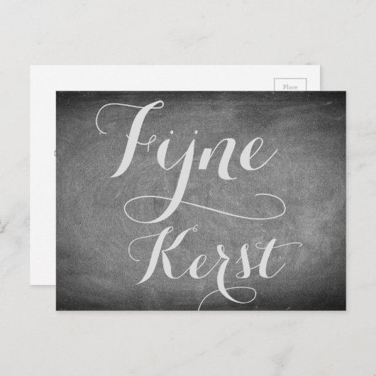 Vrolijk kerstfeest in Nederlands Chalkboard Typogr Feestdagenkaart (Voorkant / Achterkant)