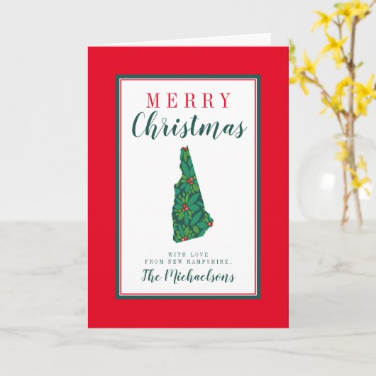 Vrolijk kerstfeest in New Hampshire Kaart (Gele Bloem)