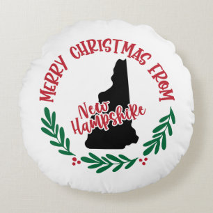 Vrolijk kerstfeest in New Hampshire Red Green Rond Kussen
