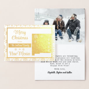 Vrolijk kerstfeest in New Mexico State Foto Folie Kaarten