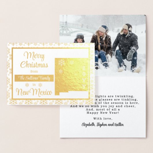 Vrolijk kerstfeest in New Mexico State Foto Folie Kaarten (Display)