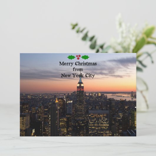 Vrolijk kerstfeest in New York City Feestdagenkaart (Staand voorkant)