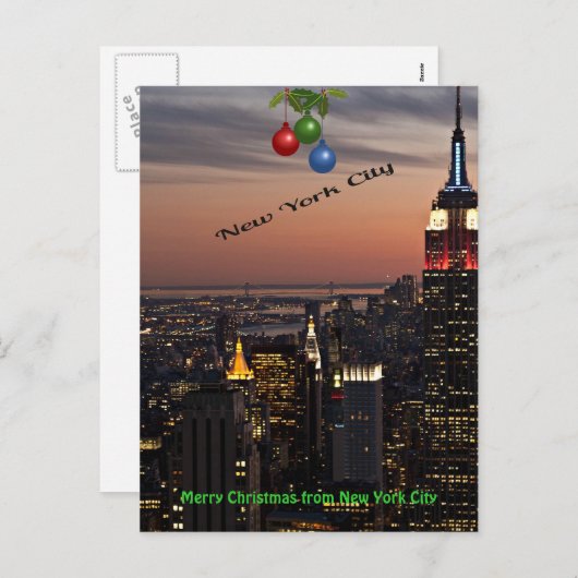 Vrolijk kerstfeest in New York City Feestdagenkaart (Voorkant / Achterkant)