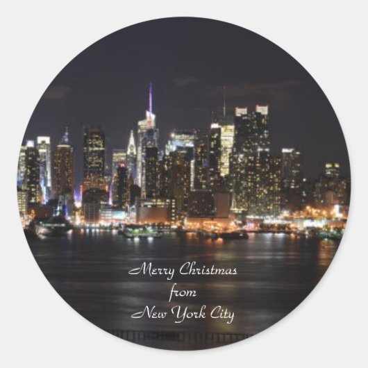 Vrolijk kerstfeest in New York City Ronde Sticker (Voorkant)