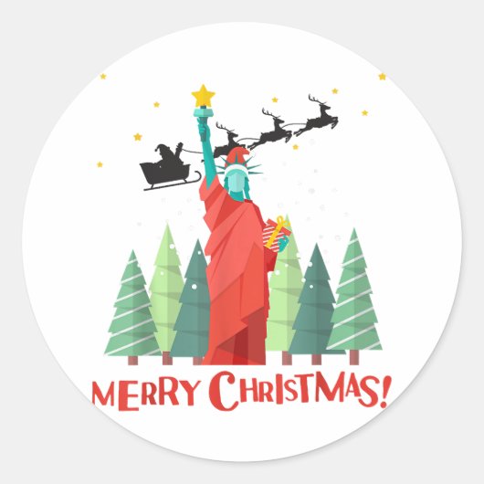 Vrolijk kerstfeest in New York Sinterklusbeeld in  Ronde Sticker (Voorkant)