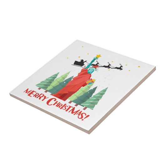 Vrolijk kerstfeest in New York Sinterklusbeeld in  Tegeltje (Zijkant)