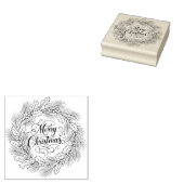 Vrolijk kerstfeest in Pine Wreath voor Rubberstempel (Gestempeld)