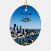 Vrolijk kerstfeest in Pittsburgh, Pennsylvania Keramisch Ornament (Rechts)