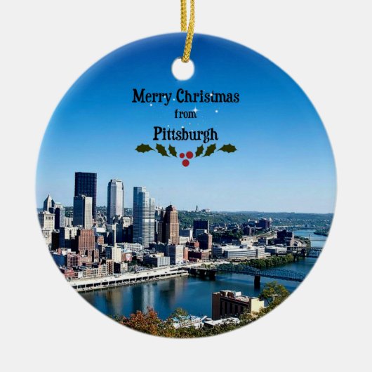 Vrolijk kerstfeest in Pittsburgh, Pennsylvania Keramisch Ornament (Voorkant)