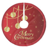 Vrolijk kerstfeest in Red & Gold Ornaments Kerstboom Rok (Voorkant)