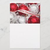 Vrolijk kerstfeest in Red Silver White Briefpapier (Voorkant)