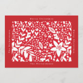 Vrolijk kerstfeest in rode en witte tekstfoto feestdagenkaart (Achterkant)