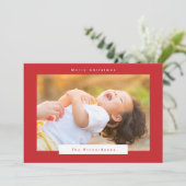 Vrolijk kerstfeest in rode en witte tekstfoto feestdagenkaart (Staand voorkant)