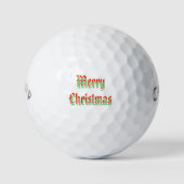 Vrolijk kerstfeest in rode groene tekst, golfballen (Voorkant)