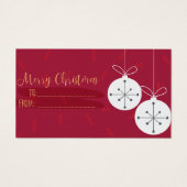 Vrolijk kerstfeest in rood cadeau Label Visitekaartje (Voorkant)