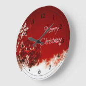 Vrolijk kerstfeest in rood en wit grote klok (Hoek)