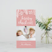 Vrolijk kerstfeest in roze feestdagenkaart (Staand voorkant)