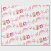 Vrolijk kerstfeest in roze op wit | cadeaupapier (Vlak)