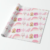 Vrolijk kerstfeest in roze op wit | cadeaupapier (Uitgerold)