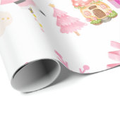 Vrolijk kerstfeest in roze op wit | cadeaupapier (Rol Hoek)