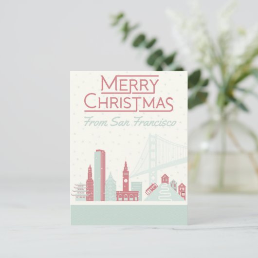 Vrolijk kerstfeest in San Francisco Briefkaart (Staand voorkant)