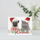 Vrolijk kerstfeest in Santa Cat en Dog Briefkaart (Staand voorkant)