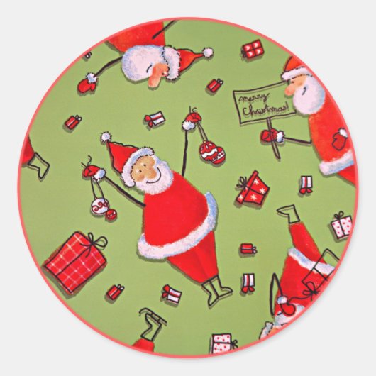 Vrolijk kerstfeest in Santa Claus Ronde Sticker (Voorkant)