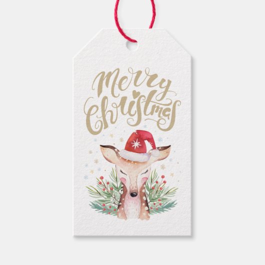 Vrolijk kerstfeest in Santa Hat Cadeaulabel (Voorkant)