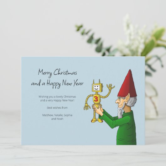 Vrolijk kerstfeest in Santa's Speelgoed Workshop Feestdagenkaart (Staand voorkant)