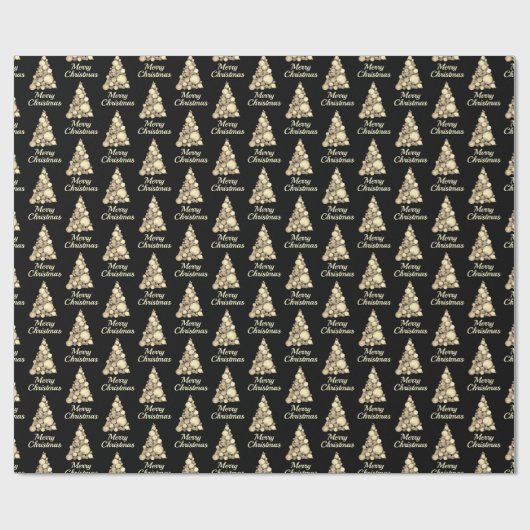 Vrolijk kerstfeest in Sepia en Black Cadeaupapier (Vlak)