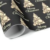 Vrolijk kerstfeest in Sepia en Black Cadeaupapier (Rol Hoek)