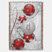 Vrolijk kerstfeest in Silver en Red Deken (Voorkant Verticaal)