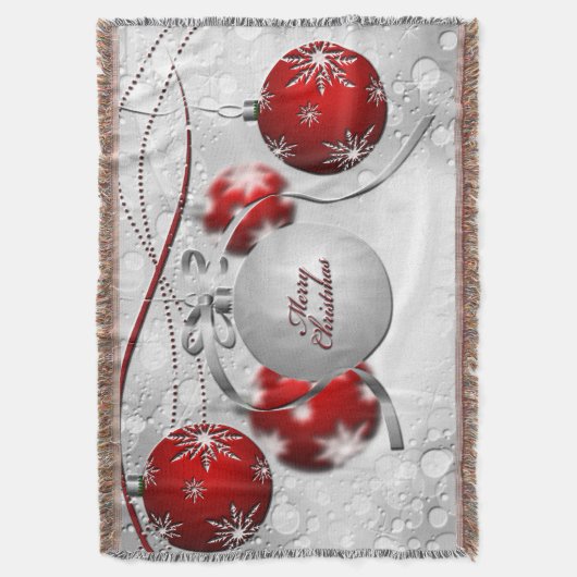 Vrolijk kerstfeest in Silver en Red Deken (Voorkant Verticaal)