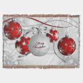 Vrolijk kerstfeest in Silver en Red Deken (Voorkant)