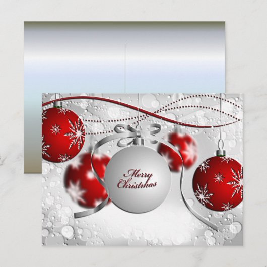 Vrolijk kerstfeest in Silver en Red Feestdagenkaart (Voorkant / Achterkant)