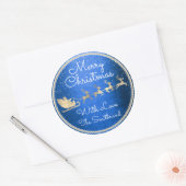 Vrolijk kerstfeest in Sinterrendierblauw Ronde Sticker (Envelop)